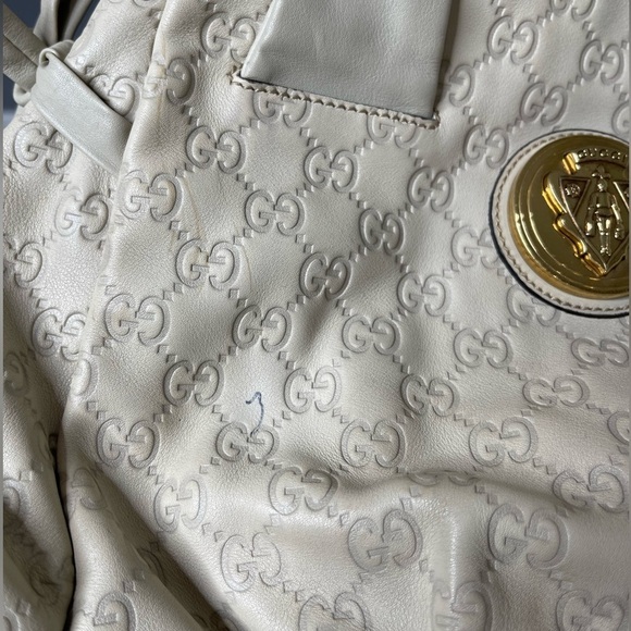 Auth GUCCI GG Crystal Hysteria Crest Hand Bag Coated Canvas Leather Cream - Picture 11 of 11